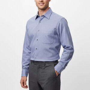 Geoffrey Beene Men's Blue Dress Shirt Button Down Long Sleeve Office Casual